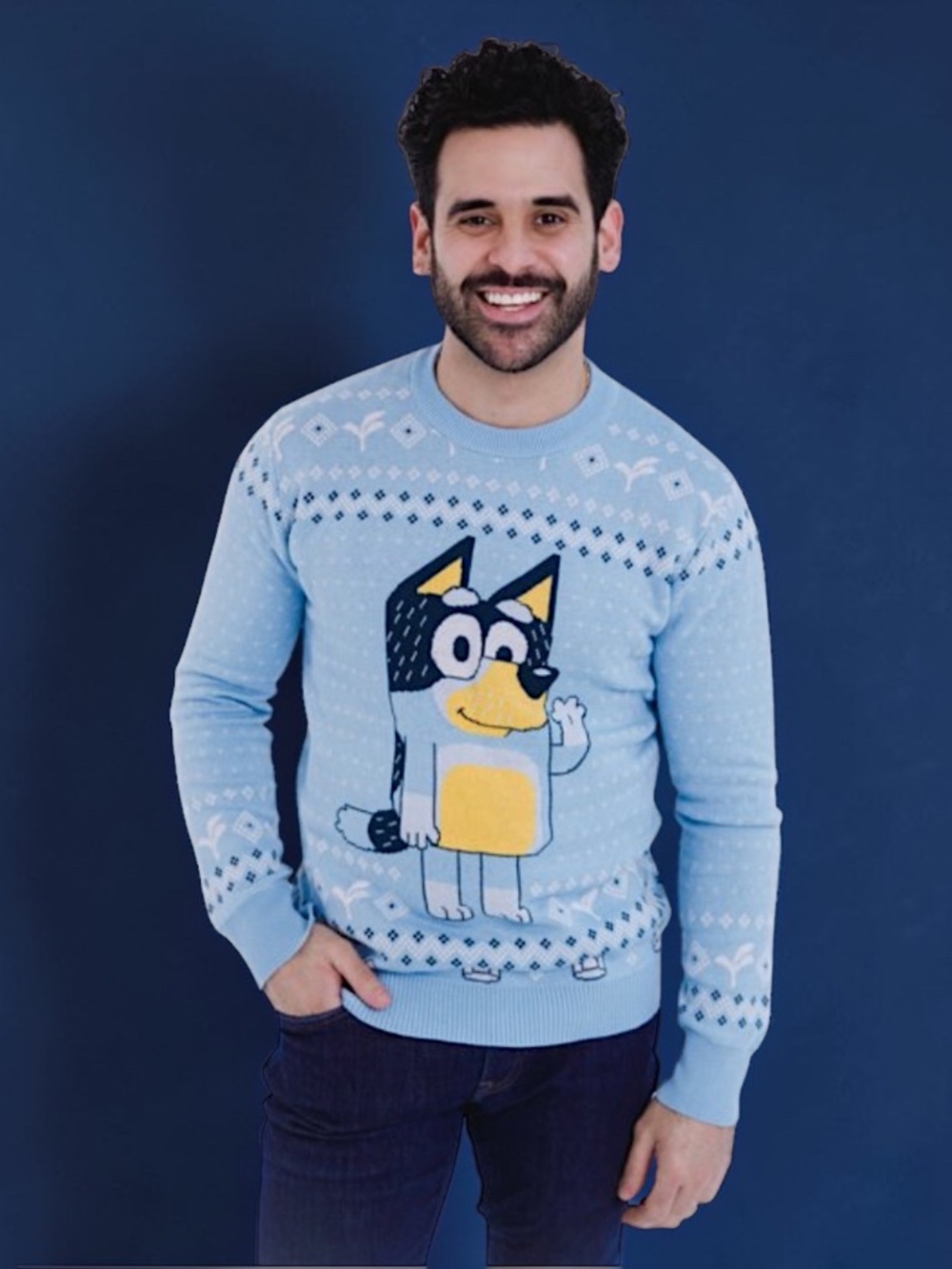 Bluey Dad Bandit Christmas Sweater Men’s XL Holiday Knit NWOT